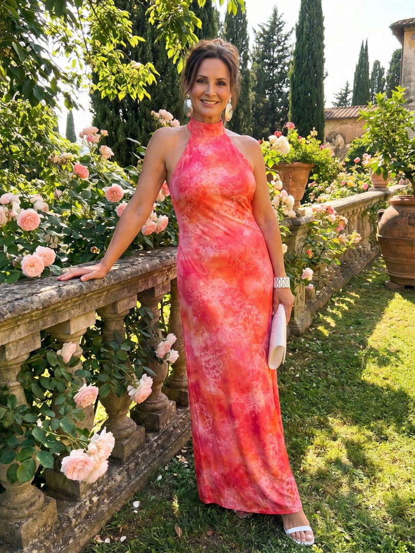 NORIA | Vestido largo estampado con escote al cuello
