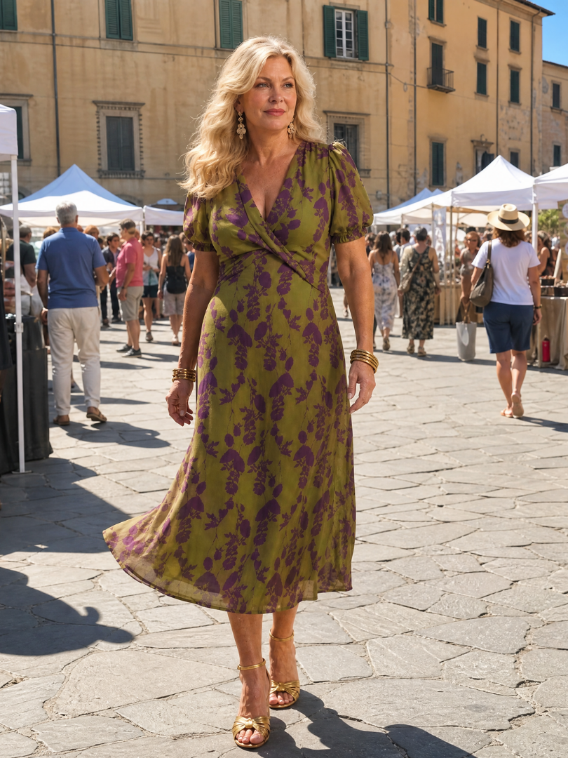 NORIA | Vestido de largo medio floral de corte relajado