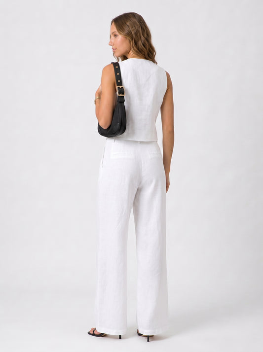 MAËLLE – Ensemble gilet et pantalon blanc