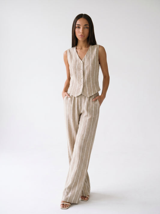 SIENNA – Ensemble rayé gilet et pantalon