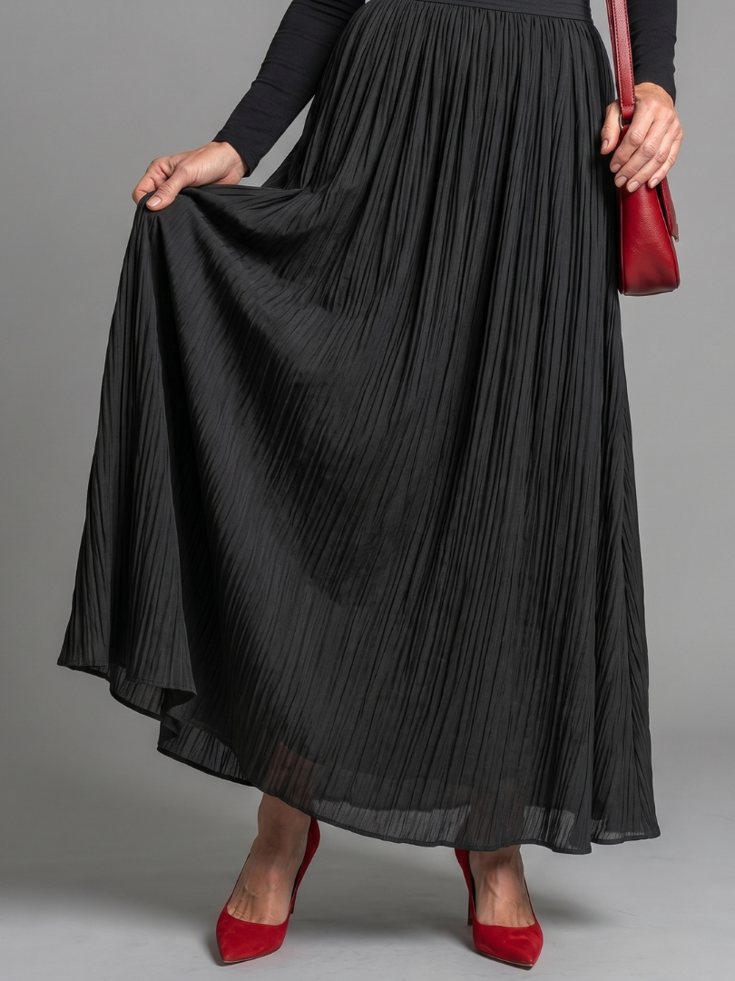 NORIA | Vestido de largo medio de cuello alto y manga larga con cintura marcada