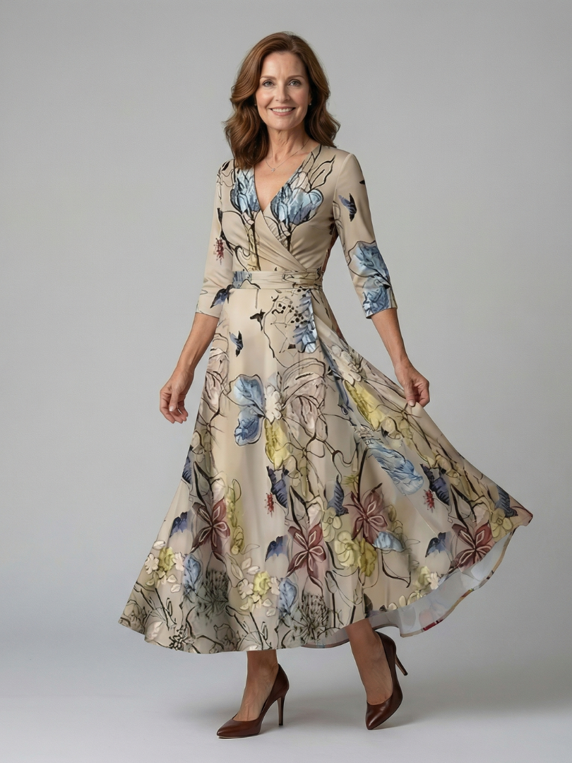 NATHALIE – Robe midi au toucher soyeux – Noria Paris