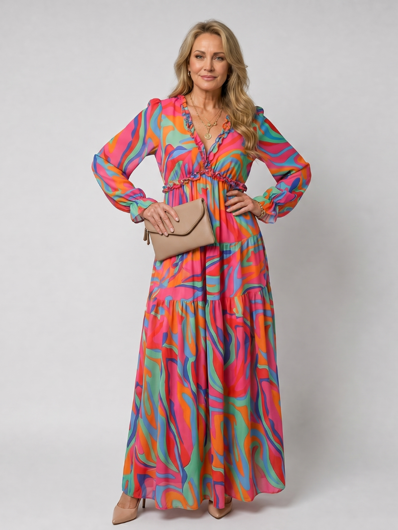 NORIA | Vestido largo de manga larga con estampado floral