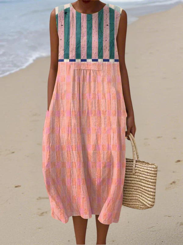 Lily | Robe midi pastel à rayures