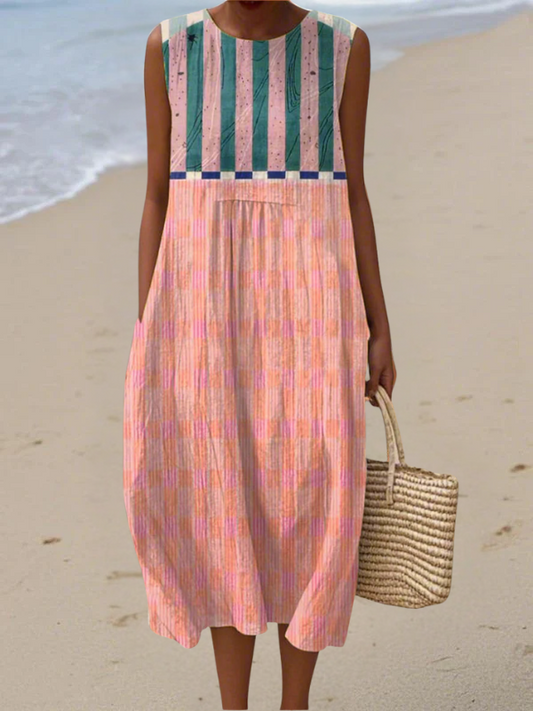Lily | Robe midi pastel à rayures