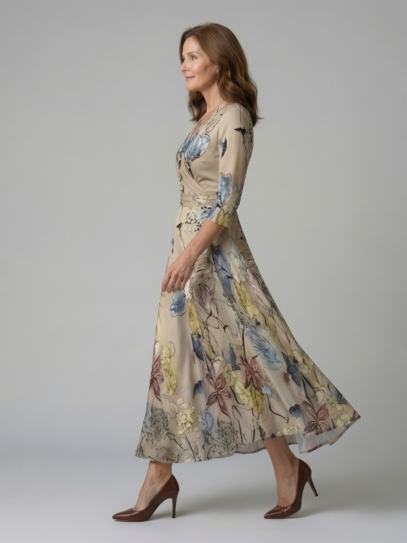 NATHALIE – Robe midi au toucher soyeux – Noria Paris