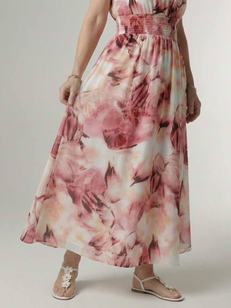 NORIA | Vestido de largo medio fruncido con escote al cuello