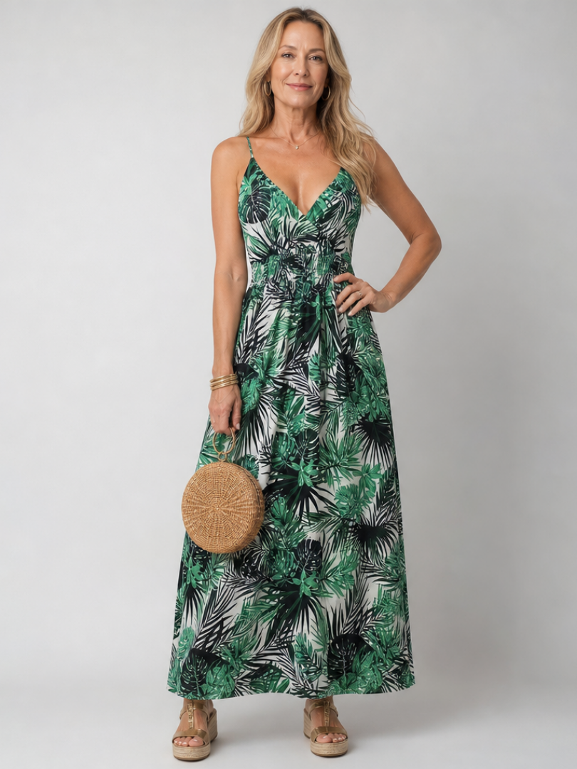 NORIA | Vestido de largo medio sin mangas con estampado floral