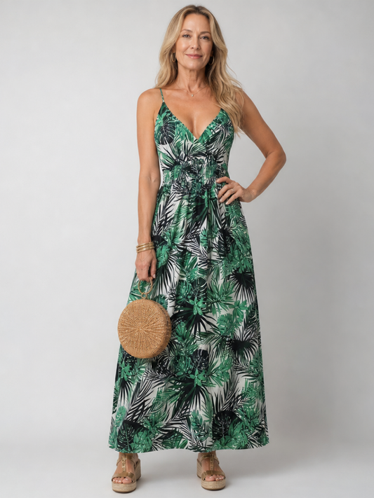 NORIA | Vestido de largo medio sin mangas con estampado floral