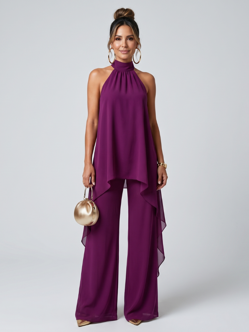 NORIA | Conjunto de túnica asimétrica y pantalón de pernera ancha
