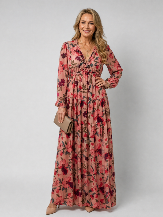 NORIA | Vestido largo de manga larga con estampado floral
