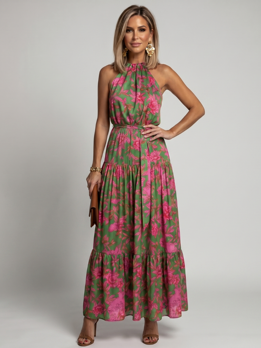 NORIA | Vestido de largo medio drapeado con escote al cuello