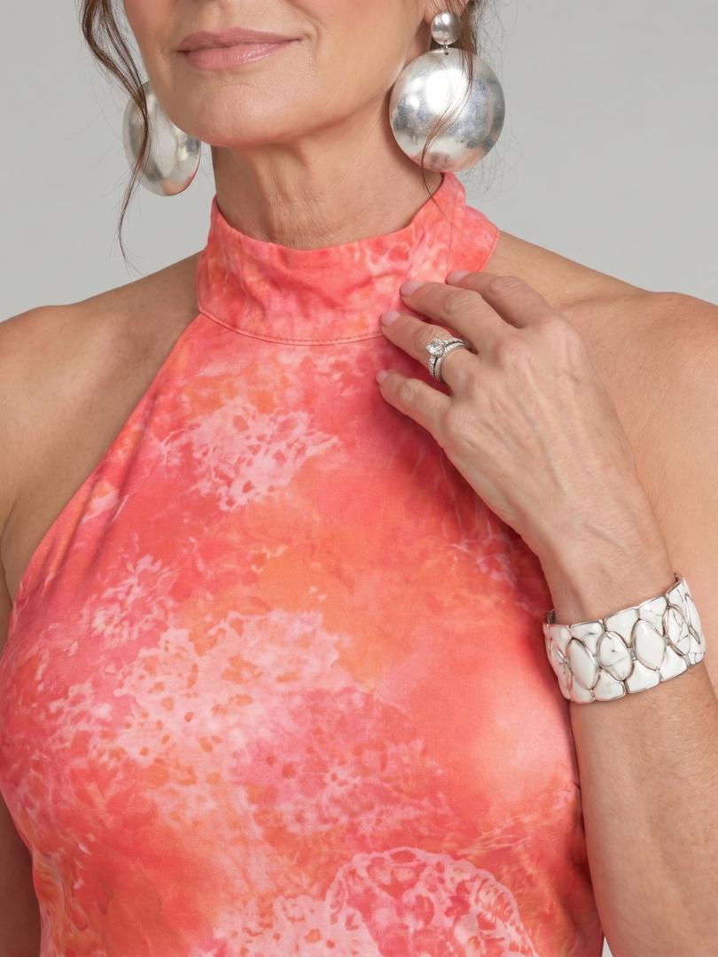 NORIA | Vestido largo estampado con escote al cuello