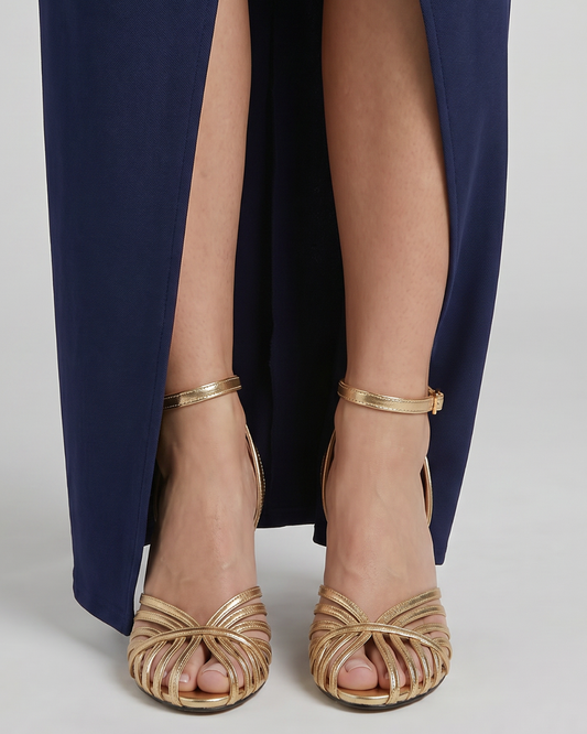 NORIA | Sandalias de tacón fino con tiras metalizadas