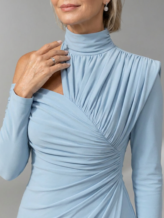 NORIA | Vestido de largo medio drapeado de un hombro