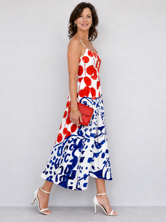 NORIA | Vestido de largo medio con estampado de leopardo
