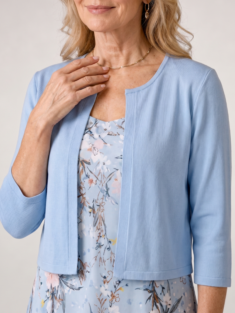 NORIA | Vestido de largo medio sin mangas con estampado floral y chaqueta corta