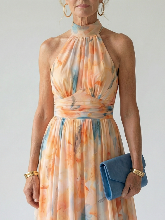 NORIA | Vestido de largo medio con suave escote al cuello