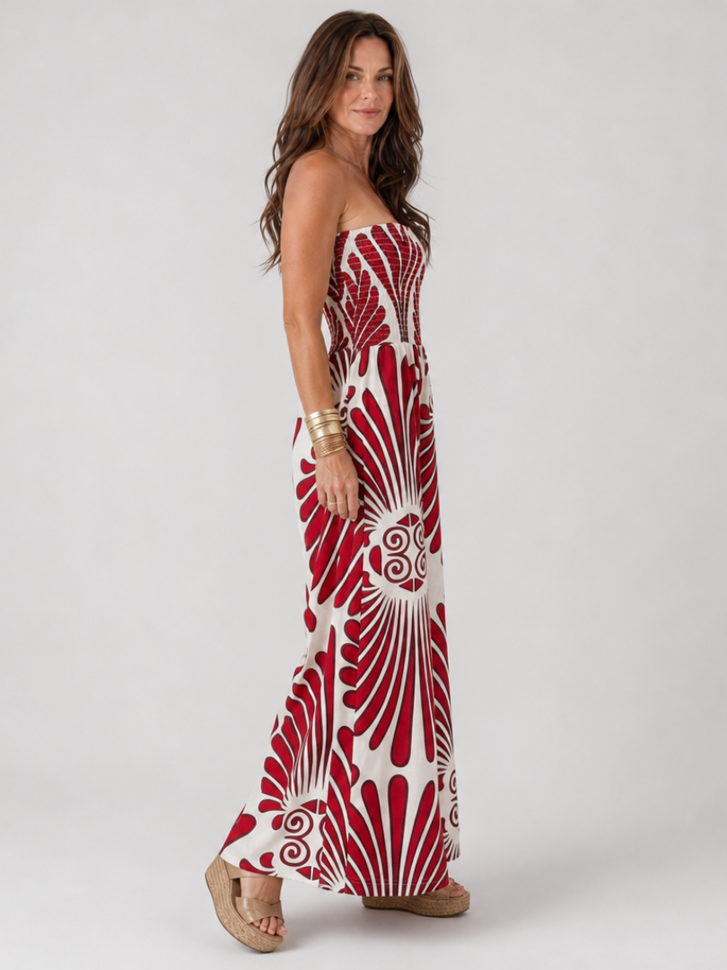 NORIA | Vestido largo sin tirantes de silueta vaporosa