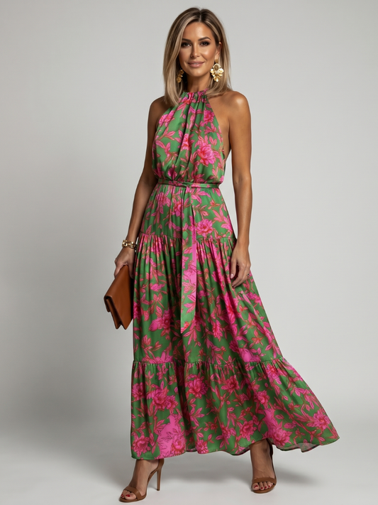 NORIA | Vestido de largo medio drapeado con escote al cuello