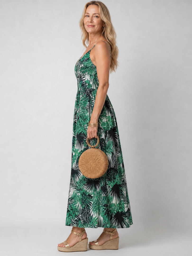 NORIA | Vestido de largo medio sin mangas con estampado floral