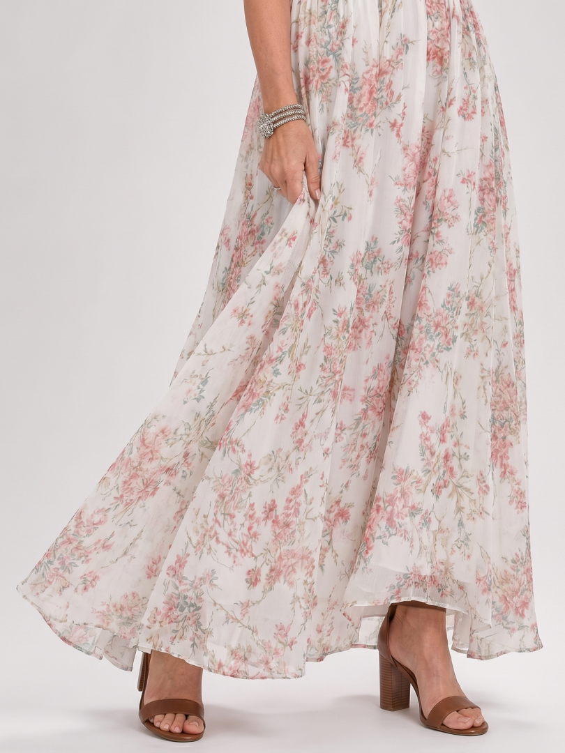 NORIA | Vestido de largo medio con estampado floral y falda vaporosa
