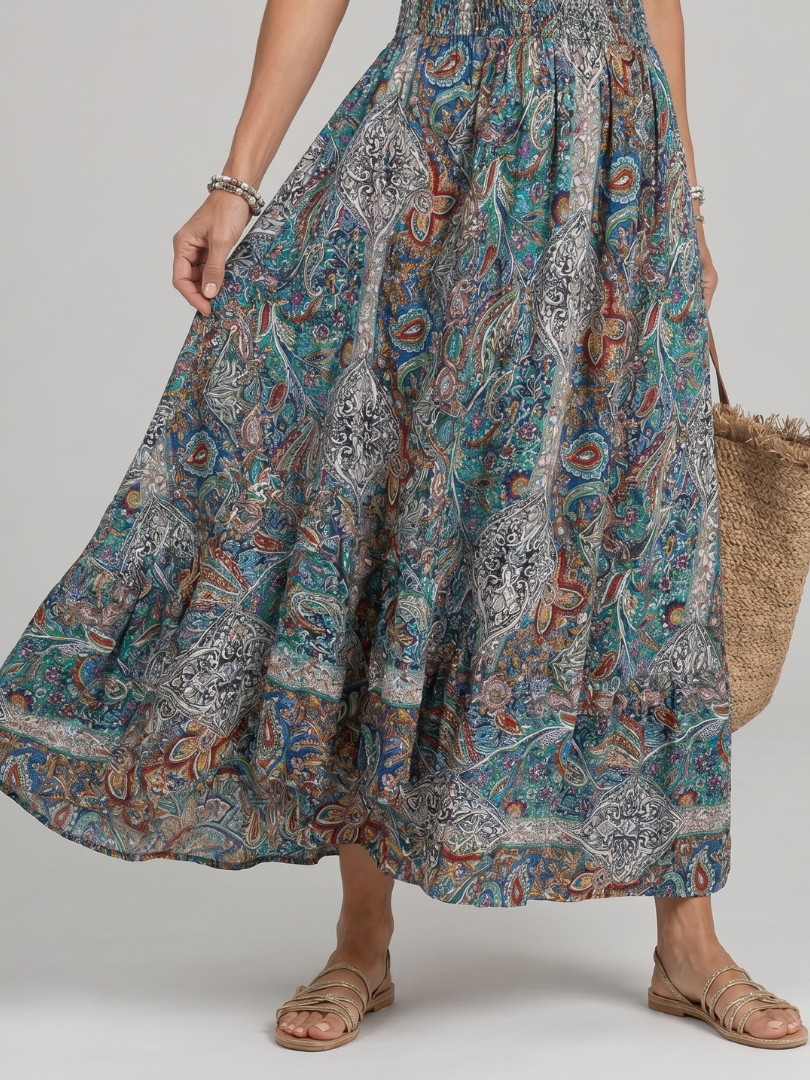 NORIA | Vestido de largo medio sin mangas con estampado paisley