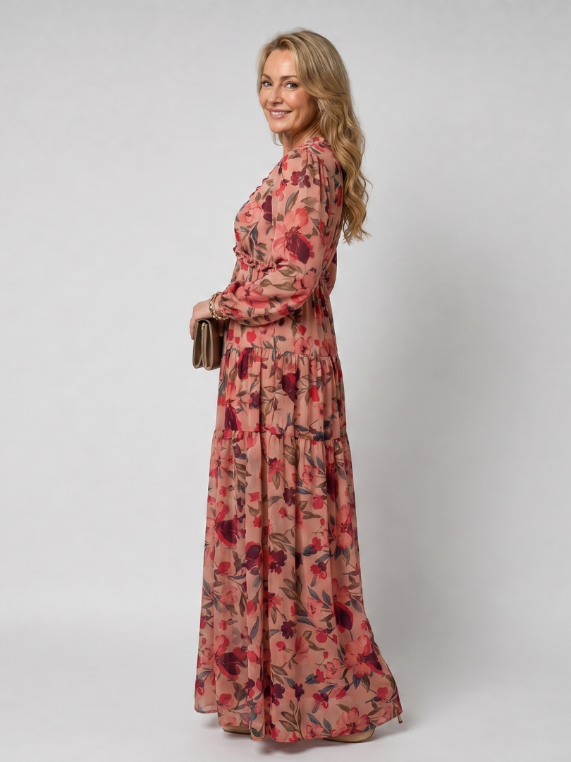 NORIA | Vestido largo de manga larga con estampado floral