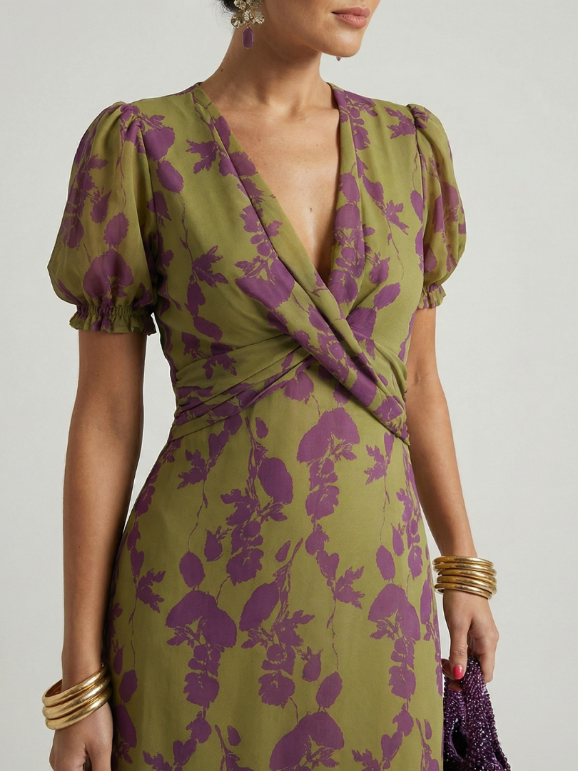 NORIA | Vestido de largo medio floral de corte relajado