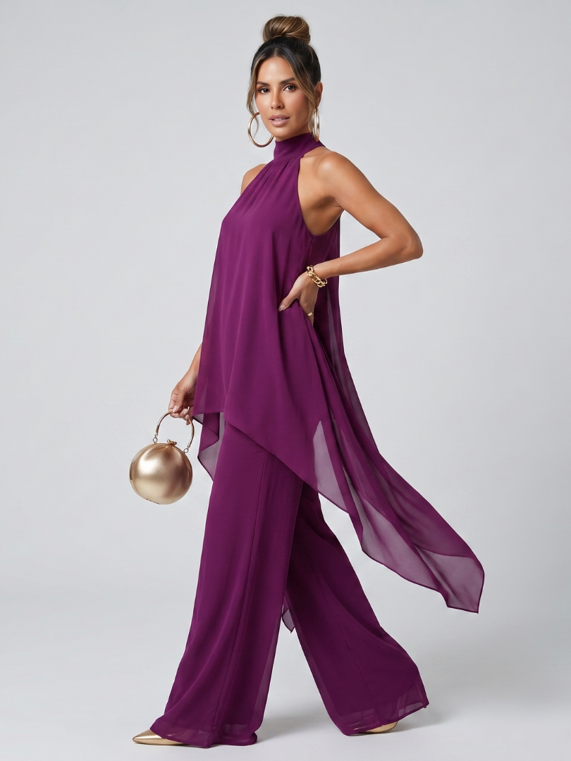 NORIA | Conjunto de túnica asimétrica y pantalón de pernera ancha