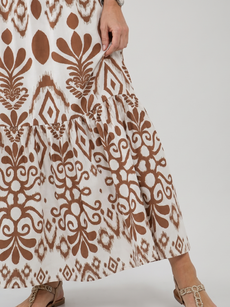 NORIA | Vestido de largo medio de manga corta con falda evasé