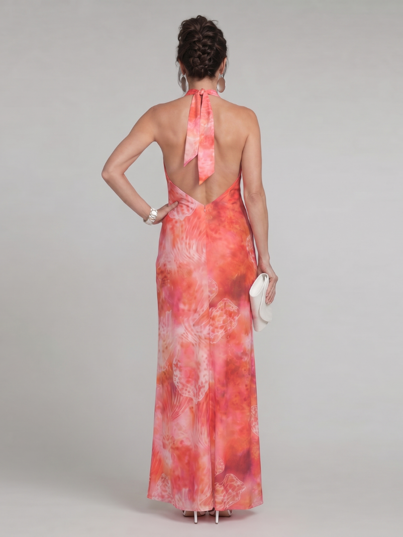 NORIA | Vestido largo estampado con escote al cuello