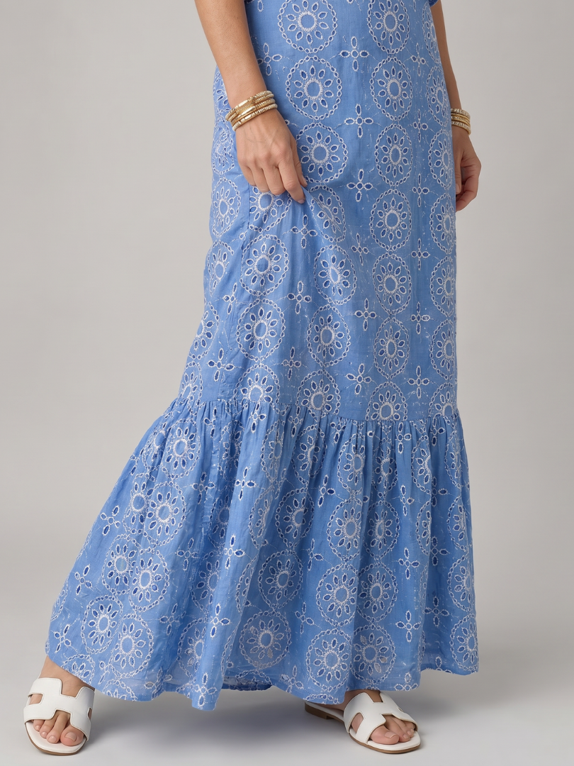 NORIA | Vestido de largo medio sin mangas con volantes