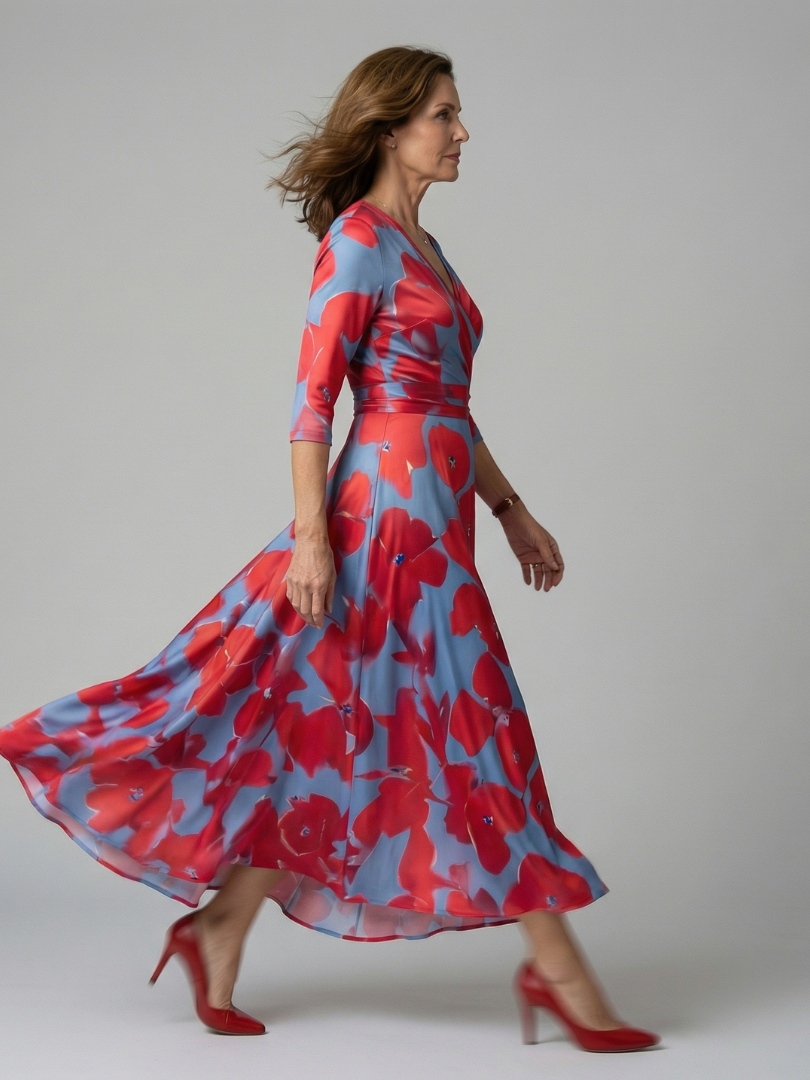 NATHALIE – Robe midi au toucher soyeux – Noria Paris