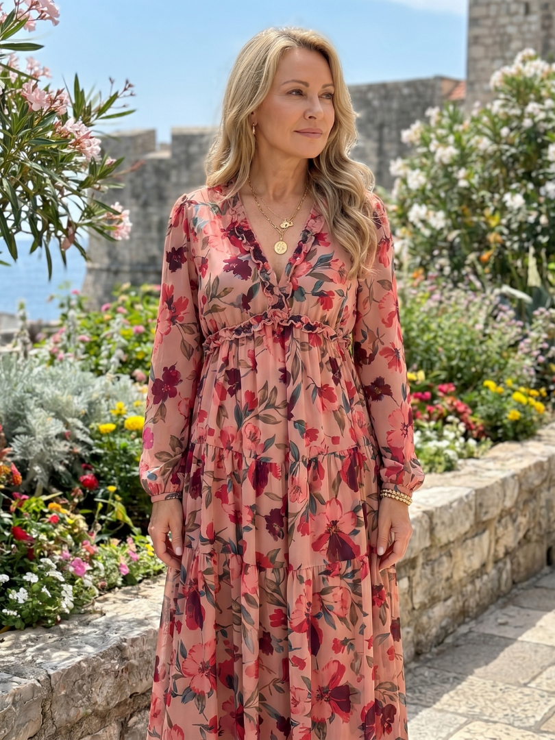 NORIA | Vestido largo de manga larga con estampado floral
