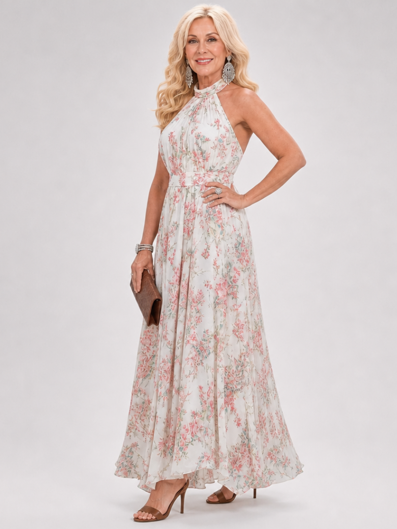 NORIA | Vestido de largo medio con estampado floral y falda vaporosa