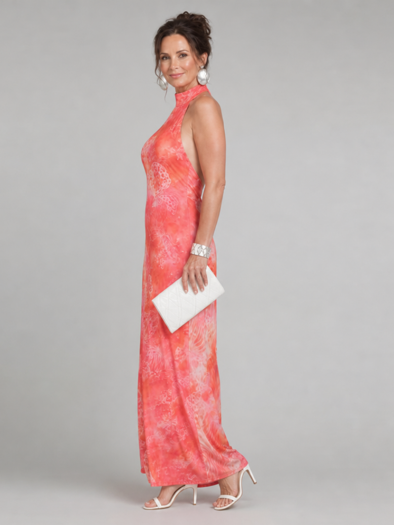 NORIA | Vestido largo estampado con escote al cuello