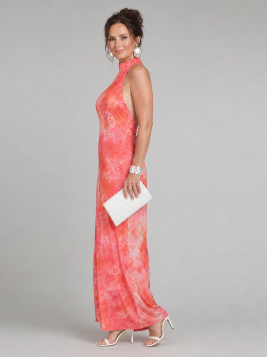 NORIA | Vestido largo estampado con escote al cuello