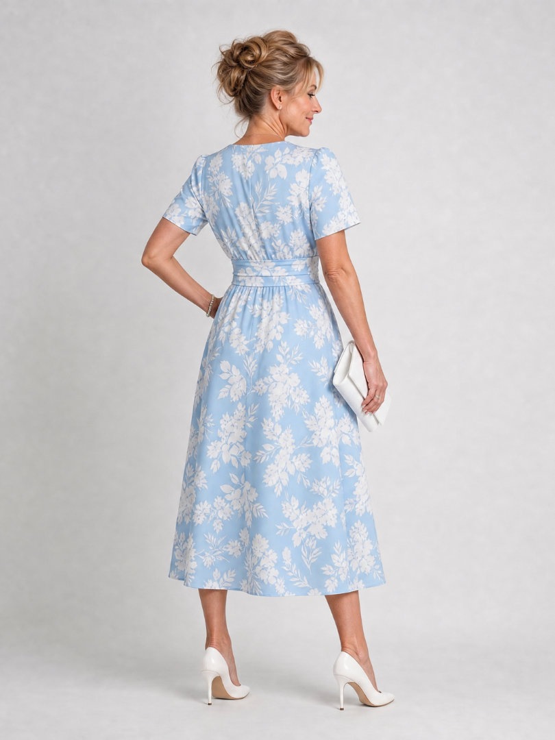 NORIA | Vestido de largo medio de manga corta con estampado floral