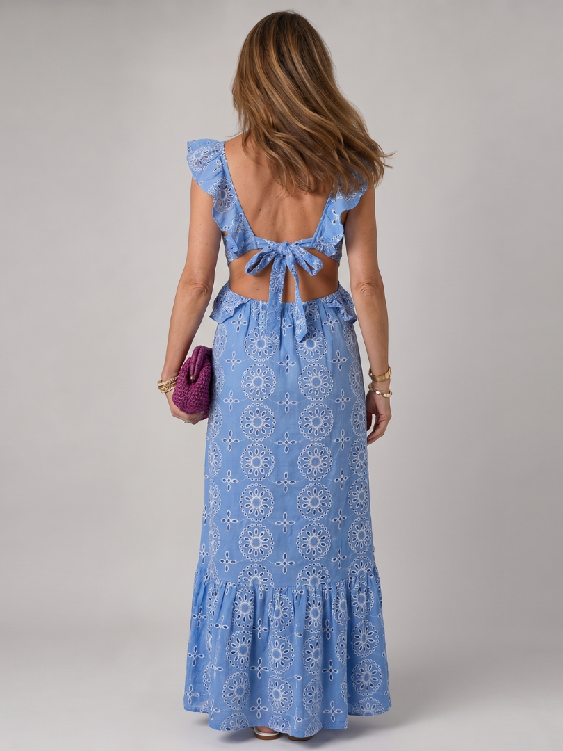 NORIA | Vestido de largo medio sin mangas con volantes