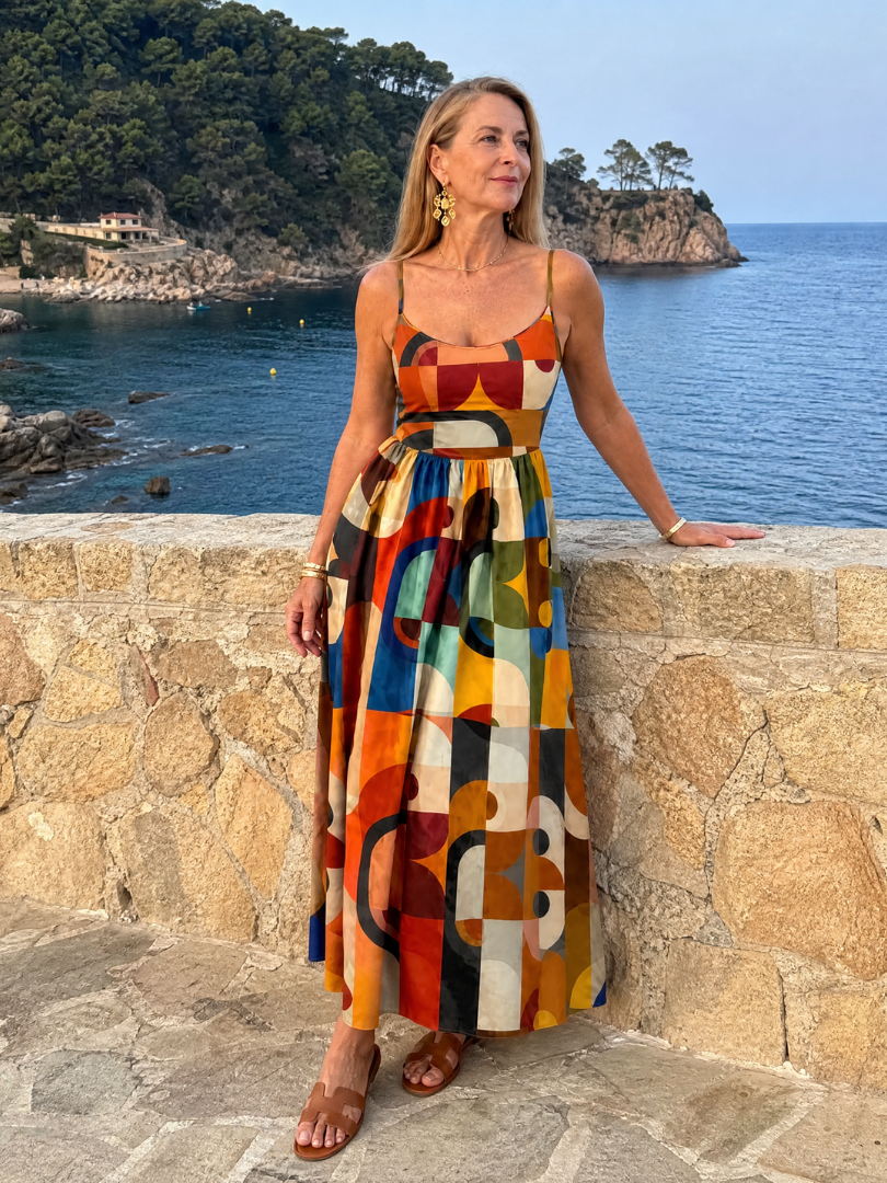NORIA | Vestido de largo medio con estampado geométrico