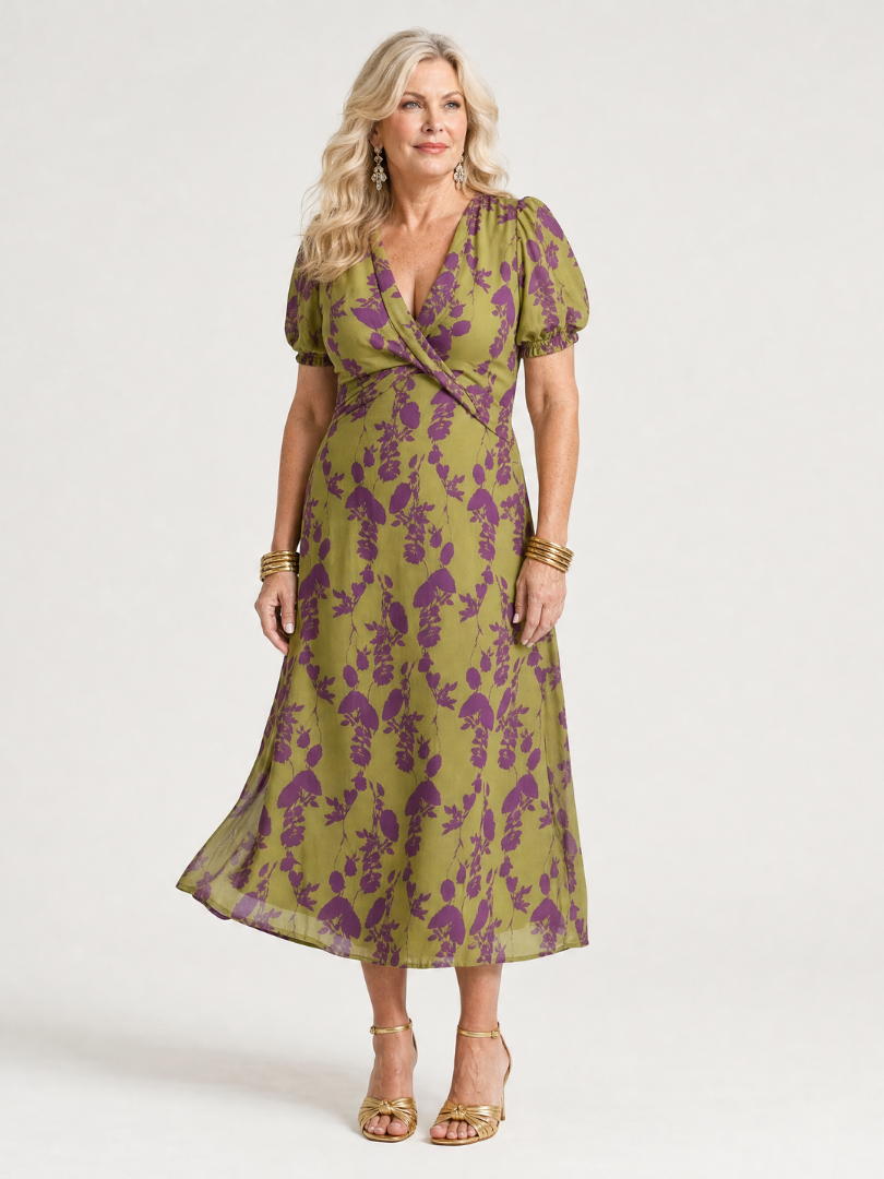 NORIA | Vestido de largo medio floral de corte relajado