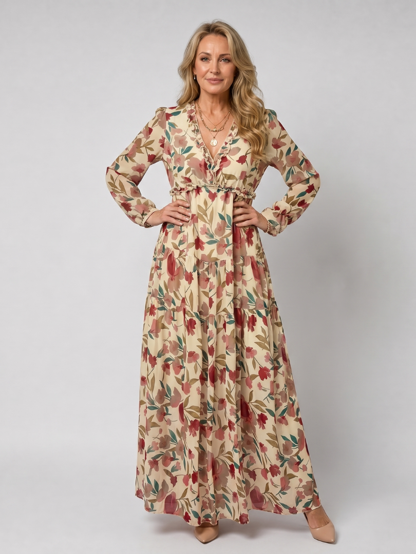 NORIA | Vestido largo de manga larga con estampado floral