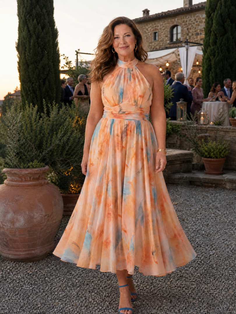 NORIA | Vestido de largo medio con suave escote al cuello