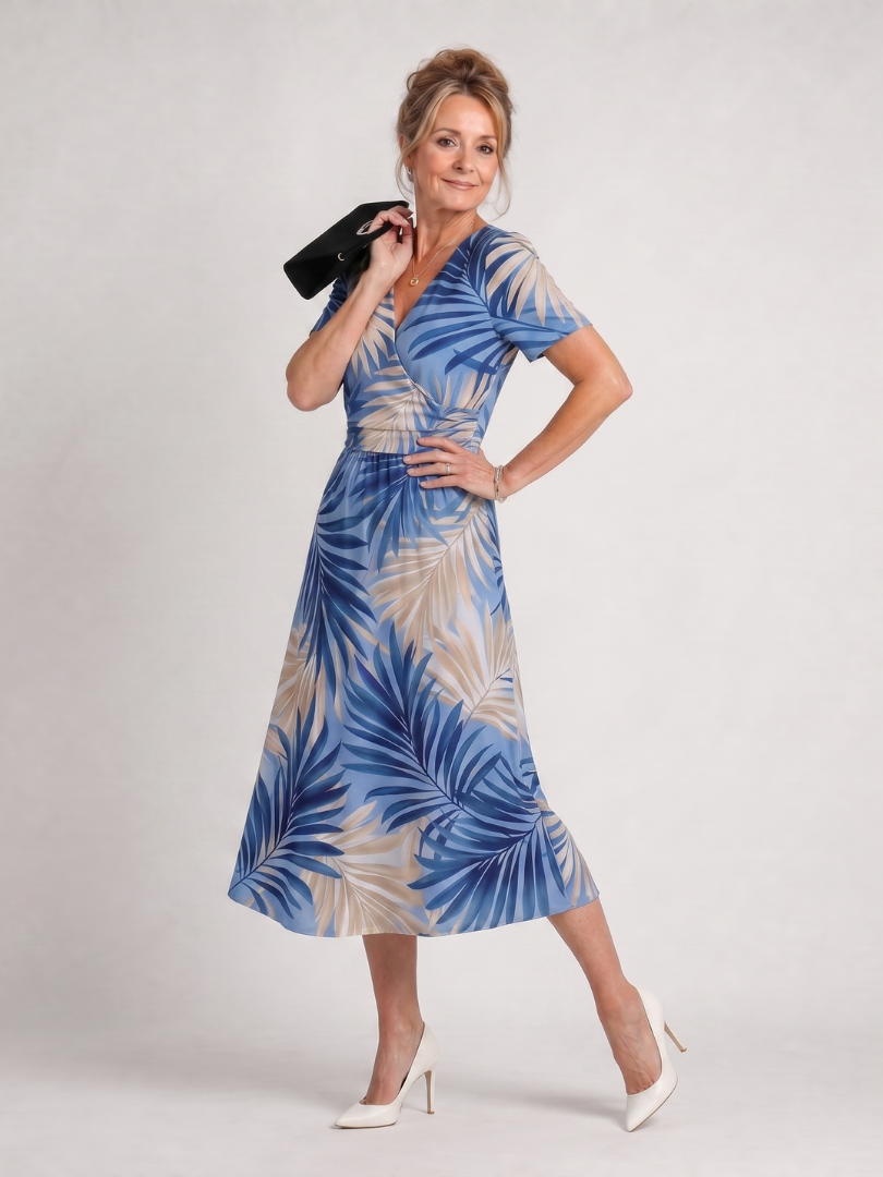 NORIA | Vestido de largo medio de manga corta con estampado floral