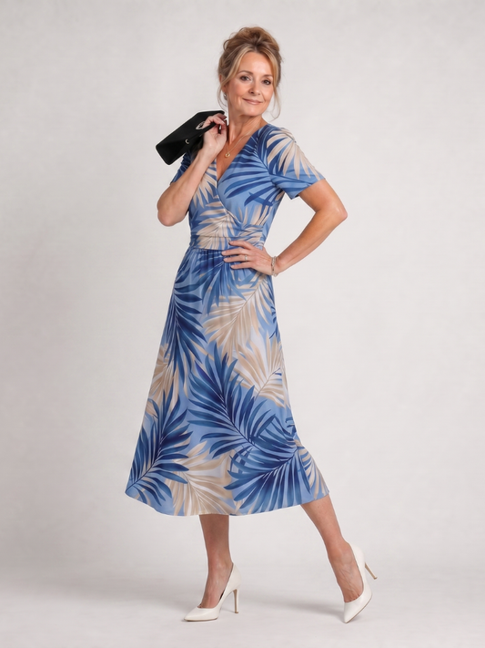 NORIA | Vestido de largo medio de manga corta con estampado floral