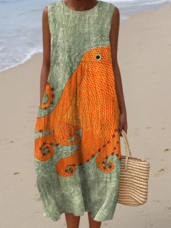 Tess | Robe midi Océan