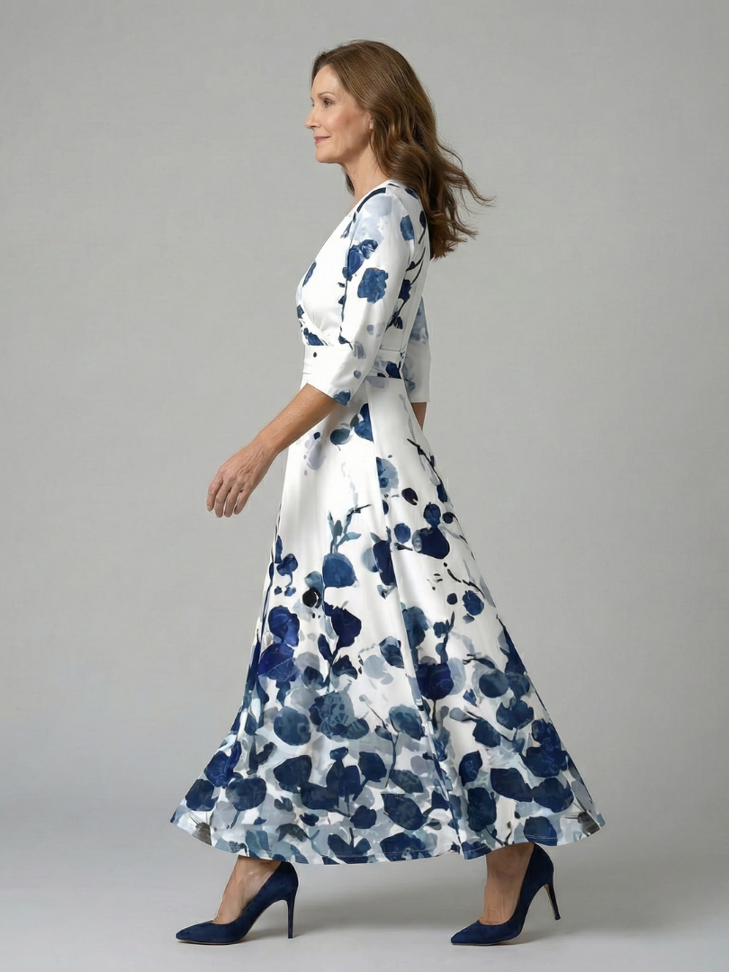 NATHALIE – Robe midi au toucher soyeux – Noria Paris