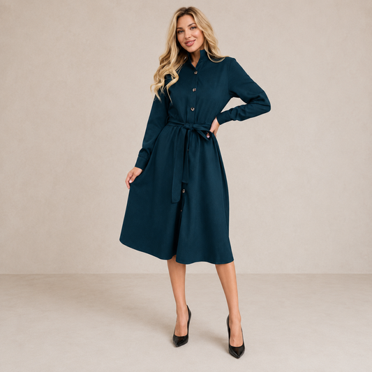 AURORE – Robe midi au toucher soyeux – Noria Paris