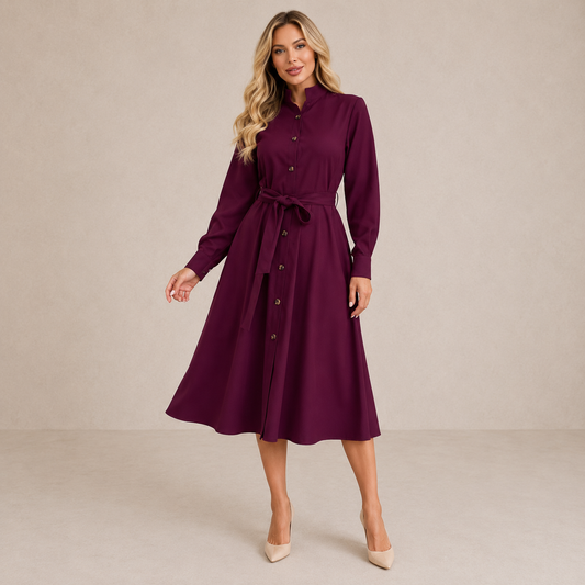 AURORE – Robe midi au toucher soyeux – Noria Paris